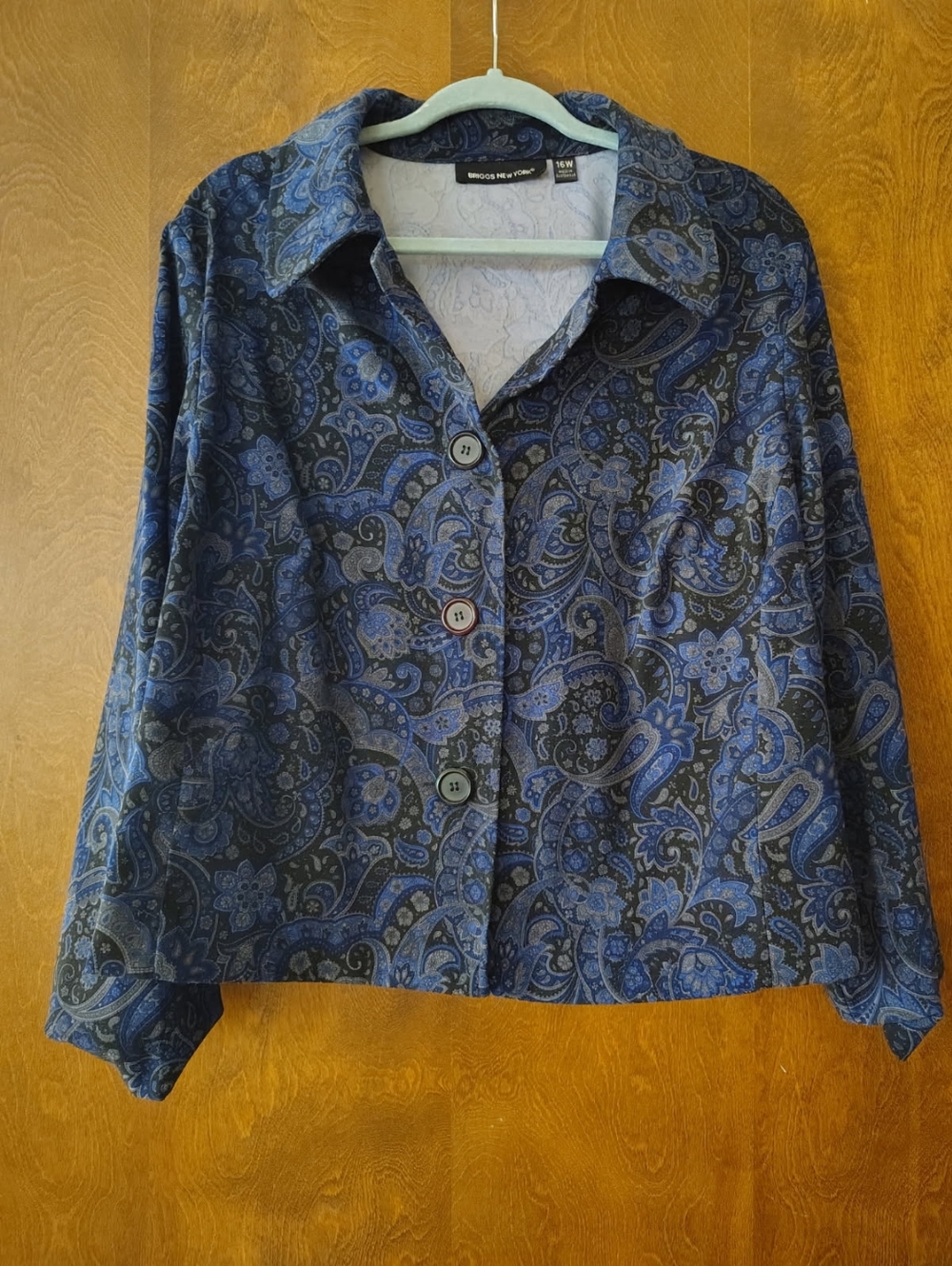 Briggs New York Paisley Button-Up Jacket Woman's Plus 16W